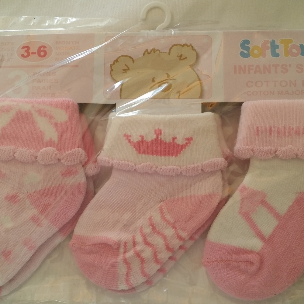 Soft Touch Infant Girls 3 pack socks